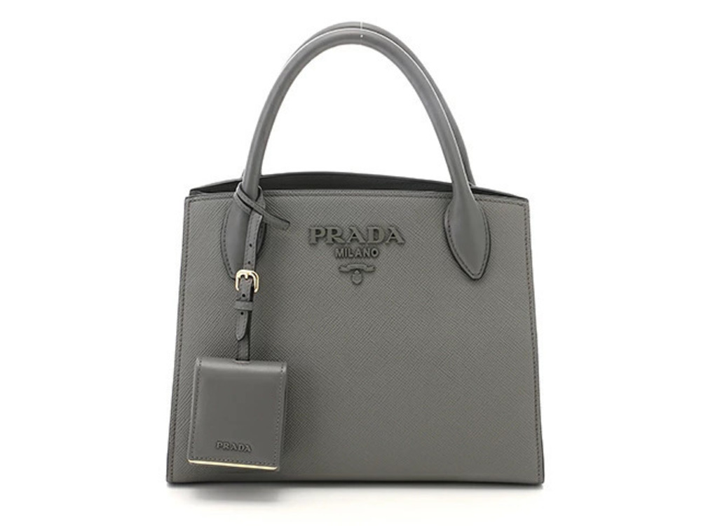 Prada Shoulder Bag Monochrome Saffiano MARMO Gray
